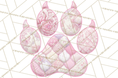Quilted Patchwork Puppy Paw Prints Clipart, Colorful Dog PNG Product Image 5