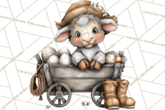 Western Easter Animals Clipart Cowboy Bunny Farm PNG Product Image 5