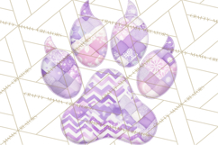 Quilted Patchwork Puppy Paw Prints Clipart, Colorful Dog PNG Product Image 5