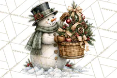 Snowman Christmas Market Clipart, Vintage Christmas Png Product Image 2
