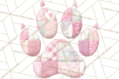 Quilted Patchwork Puppy Paw Prints Clipart, Colorful Dog PNG Product Image 2