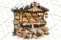 Snowman Christmas Market Clipart, Vintage Christmas Png Product Image 3