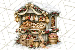 Snowman Christmas Market Clipart, Vintage Christmas Png Product Image 4