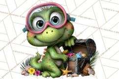 Colorful Beach Lizard Tropical Summer Clipart PNG Product Image 3