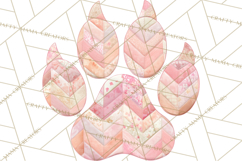 Quilted Patchwork Puppy Paw Prints Clipart, Colorful Dog PNG Product Image 3