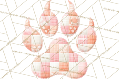 Quilted Patchwork Puppy Paw Prints Clipart, Colorful Dog PNG Product Image 4