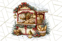 Snowman Christmas Market Clipart, Vintage Christmas Png Product Image 5