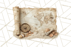 Rustic Nautical Lost Treasure Pirate Clipart PNG Product Image 4