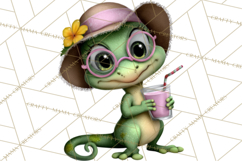 Colorful Beach Lizard Tropical Summer Clipart PNG Product Image 5