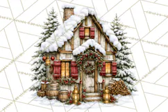Snowman Christmas Market Clipart, Vintage Christmas Png Product Image 3