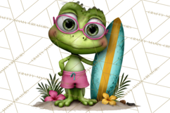 Colorful Beach Lizard Tropical Summer Clipart PNG Product Image 3