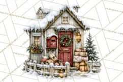 Snowman Christmas Market Clipart, Vintage Christmas Png Product Image 4