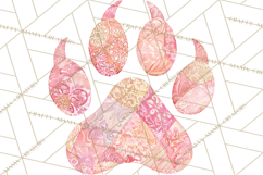 Quilted Patchwork Puppy Paw Prints Clipart, Colorful Dog PNG Product Image 4