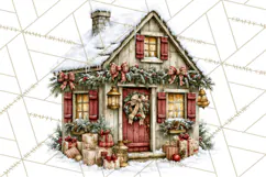 Snowman Christmas Market Clipart, Vintage Christmas Png Product Image 5