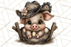 Western Easter Animals Clipart Cowboy Bunny Farm PNG Product Image 5