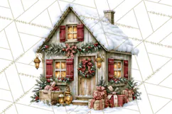 Snowman Christmas Market Clipart, Vintage Christmas Png Product Image 2
