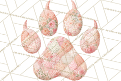Quilted Patchwork Puppy Paw Prints Clipart, Colorful Dog PNG Product Image 5