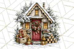 Snowman Christmas Market Clipart, Vintage Christmas Png Product Image 3