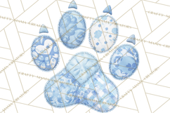 Quilted Patchwork Puppy Paw Prints Clipart, Colorful Dog PNG Product Image 3