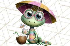 Colorful Beach Lizard Tropical Summer Clipart PNG Product Image 3