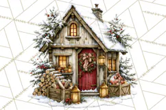 Snowman Christmas Market Clipart, Vintage Christmas Png Product Image 4