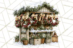 Snowman Christmas Market Clipart, Vintage Christmas Png Product Image 5