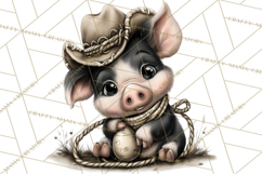 Western Easter Animals Clipart Cowboy Bunny Farm PNG Product Image 4