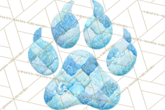 Quilted Patchwork Puppy Paw Prints Clipart, Colorful Dog PNG Product Image 5