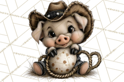 Western Easter Animals Clipart Cowboy Bunny Farm PNG Product Image 5