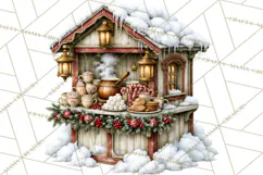Snowman Christmas Market Clipart, Vintage Christmas Png Product Image 2