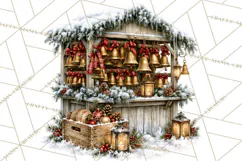 Snowman Christmas Market Clipart, Vintage Christmas Png Product Image 3