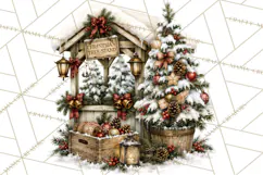 Snowman Christmas Market Clipart, Vintage Christmas Png Product Image 4