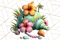 Colorful Beach Lizard Tropical Summer Clipart PNG Product Image 3