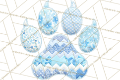 Quilted Patchwork Puppy Paw Prints Clipart, Colorful Dog PNG Product Image 4