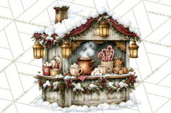 Snowman Christmas Market Clipart, Vintage Christmas Png Product Image 5