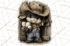 Western Easter Animals Clipart Cowboy Bunny Farm PNG Product Image 5