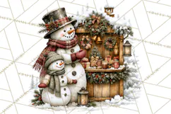 Snowman Christmas Market Clipart, Vintage Christmas Png Product Image 3
