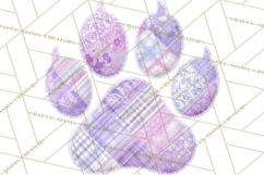 Quilted Patchwork Puppy Paw Prints Clipart, Colorful Dog PNG Product Image 2