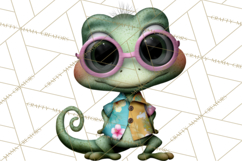 Colorful Beach Lizard Tropical Summer Clipart PNG Product Image 2