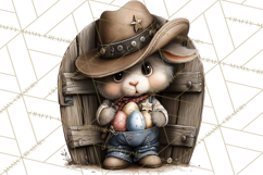 Western Easter Animals Clipart Cowboy Bunny Farm PNG Product Image 2