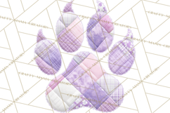 Quilted Patchwork Puppy Paw Prints Clipart, Colorful Dog PNG Product Image 3