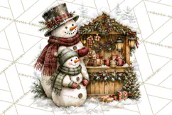 Snowman Christmas Market Clipart, Vintage Christmas Png Product Image 4