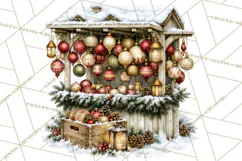 Snowman Christmas Market Clipart, Vintage Christmas Png Product Image 5
