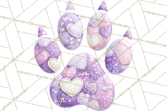 Quilted Patchwork Puppy Paw Prints Clipart, Colorful Dog PNG Product Image 5