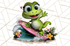 Colorful Beach Lizard Tropical Summer Clipart PNG Product Image 3