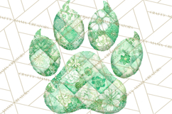 Quilted Patchwork Puppy Paw Prints Clipart, Colorful Dog PNG Product Image 3