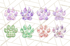 Quilted Patchwork Puppy Paw Prints Clipart, Colorful Dog PNG Product Image 2