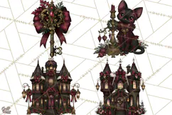 Victorian Gothic Christmas Clipart PNG, Gothic Christmas Product Image 1