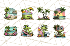 Colorful Beach Lizard Tropical Summer Clipart PNG Product Image 2