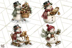 Snowman Christmas Market Clipart, Vintage Christmas Png Product Image 1